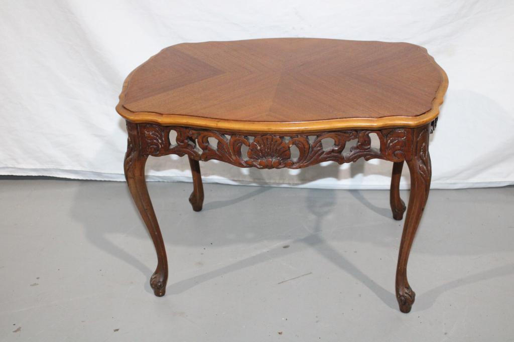 Antique Hand Carved Wood Coffee Table (1 of 4)