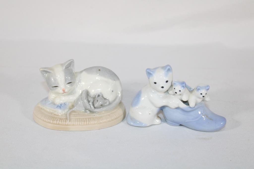 Lot of 2 Ceramic Cat Figurines (1 of 4)