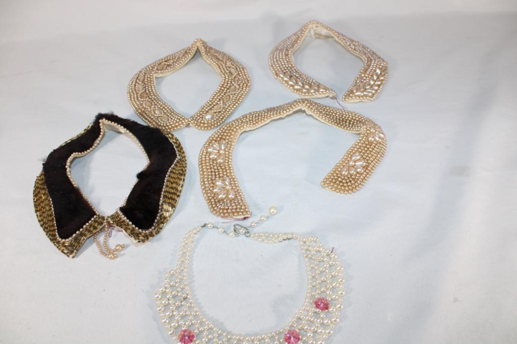 Lot of Vintage Collars - Pearl Collars, Fur Collar: Good overall as pictured.