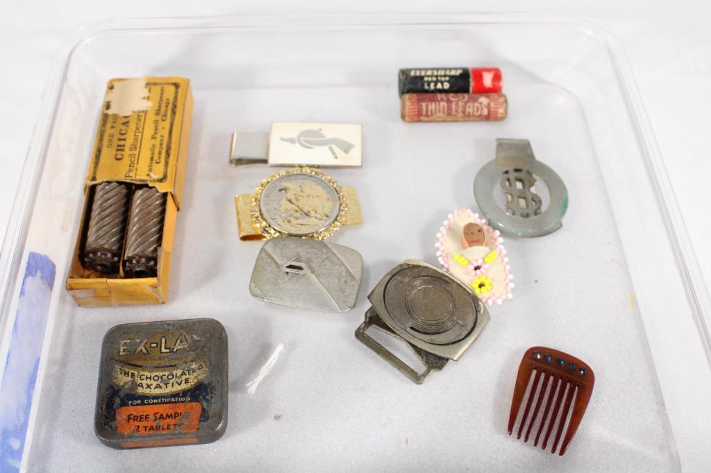 Lot of Knick-Knacks - Money Clips, Belt Buckles et: Good overall as pictured.
