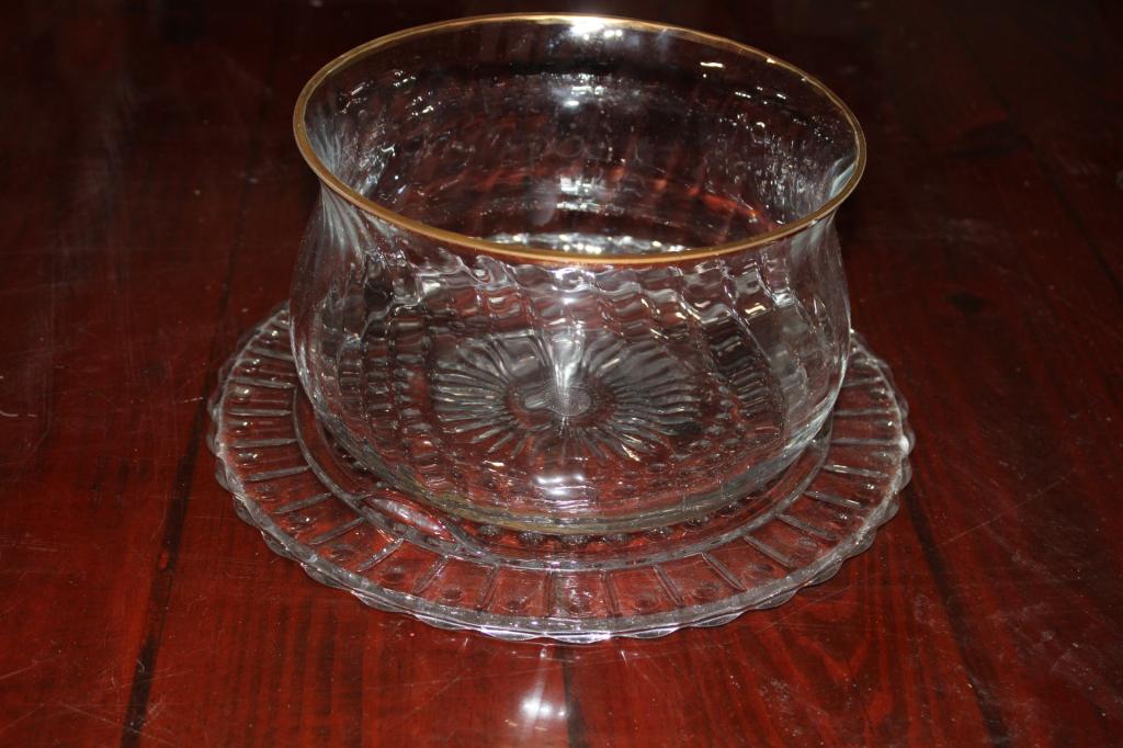 Vintage Glass Cake Stand and Punch Bowl (1 of 4)