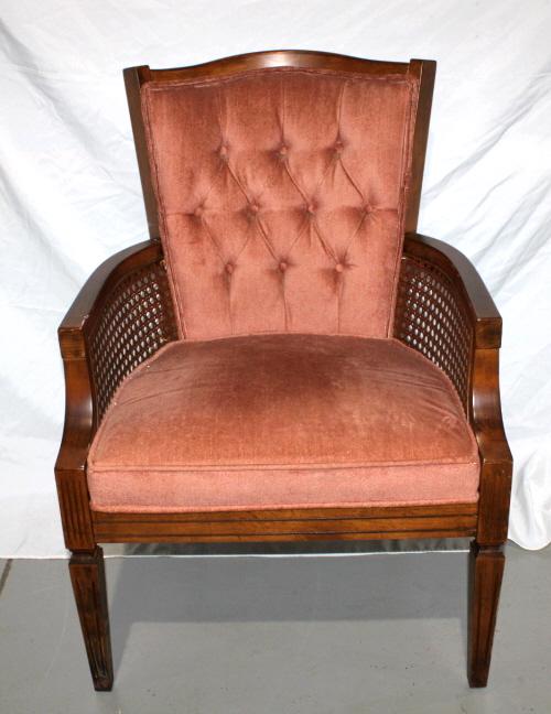 Vintage Pink Chair w/ Caned Sides: Good overall as pictured.