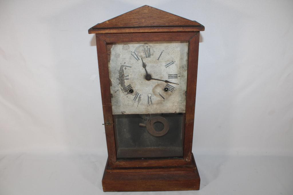 Antique K&B NO 41 Mantle Clock: Fair overall as pictured. Movement untested / no key.