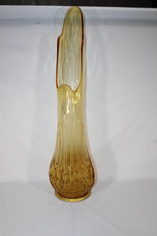 Mcm Le Smith Amber Swung Glass Vase 25" Auction