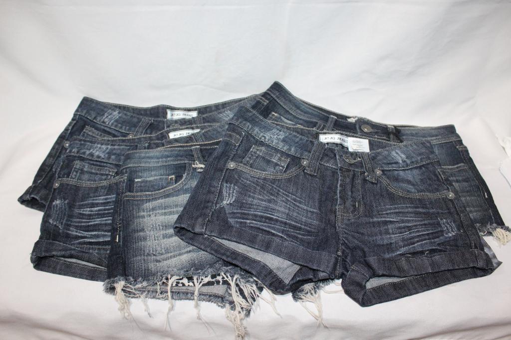 Lot-New Designer Denim Jean Shorts, JCJQ, etc.: Includes: JCJQ Sizes 7 (2 pair), Size 1; Sneek Peak Size Small (2 pair) All new with tags