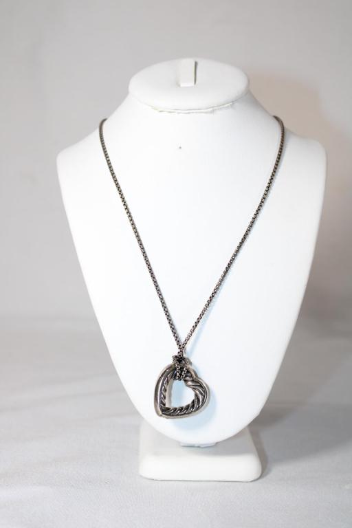 David Yurman 925/750 Heart Pendant Necklace 18" (1 of 4)