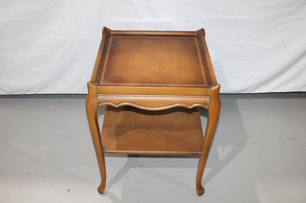 Leather Top 2 Tier End Table (1 of 3)