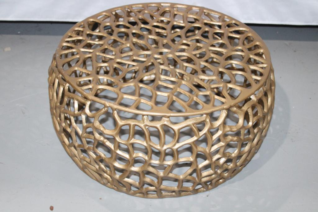 Small Gold Metal Side Table? Stool? (1 of 2)