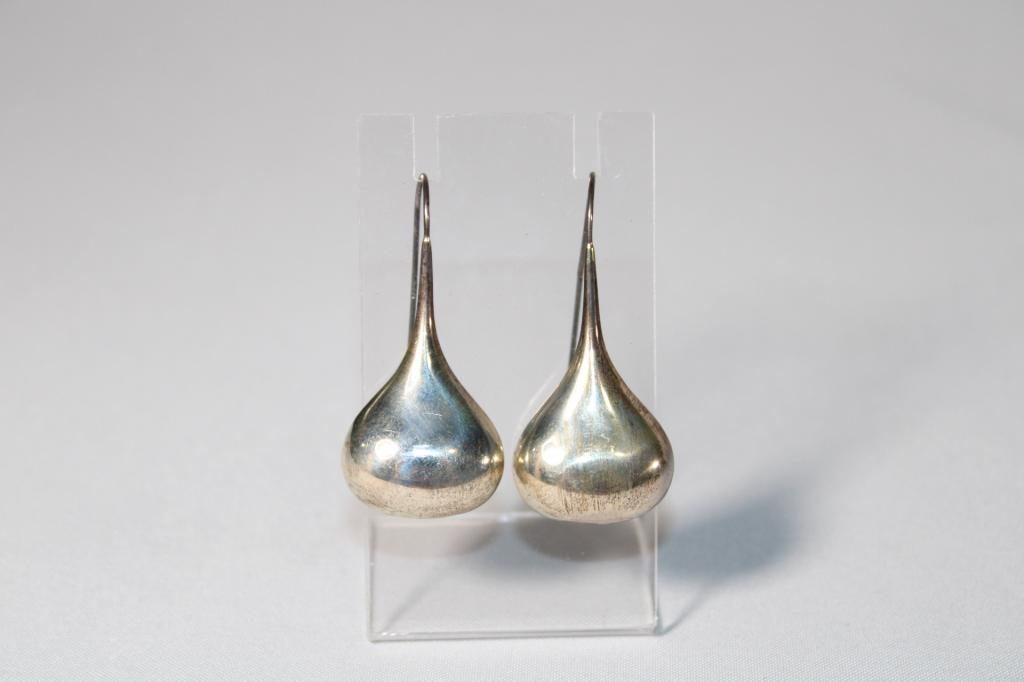 Sterling Silver Pierced Large Drop Dangle Earrings (1 of 2)