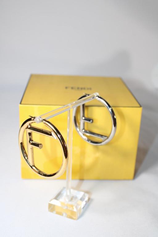 F Is Fendi Earrings Gold and Palladium Tone (1 of 8)