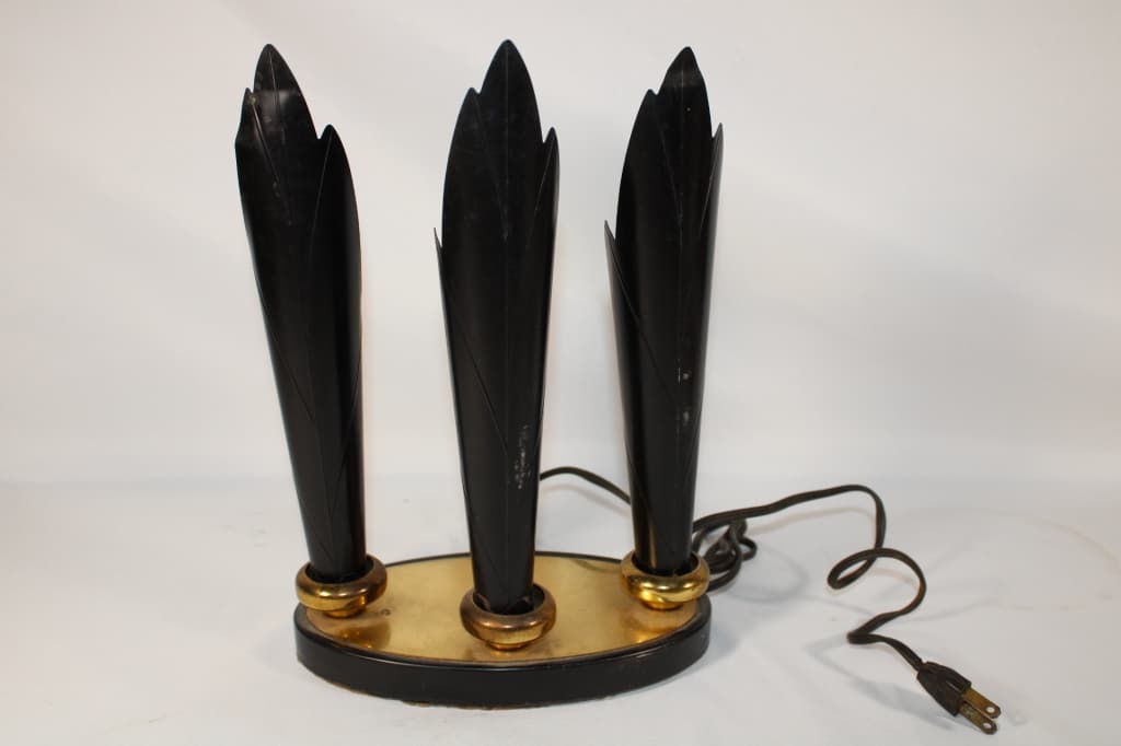 Vintage Black and Brass 3 Light Lamp (1 of 3)