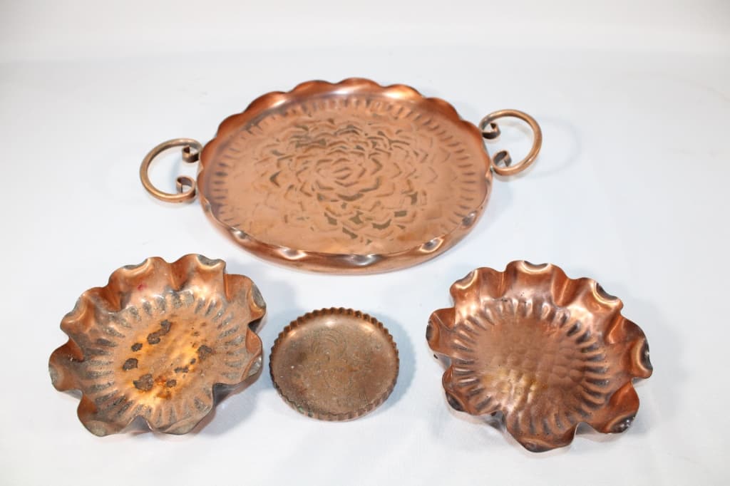Lot of Gregorian Solid Copper Tray and Dishes (1 of 6)