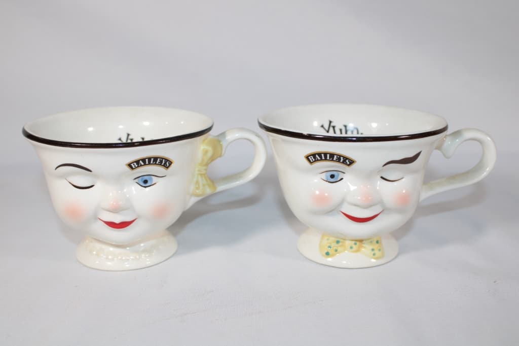 Lot of 2 Baileys Yum His & Hers Mugs: Good overall as pictured.