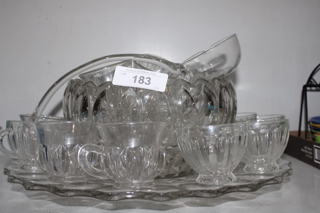 Vintage Glass Punch Bowl Set w/ Torte Tray (1 of 2)