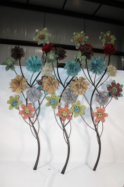 Pair of Metal & Fabric Wall Decor: Good overall as pictured.