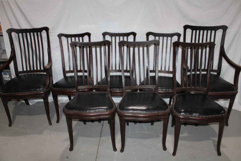 Set of 8 Leather Seat Dining Chairs (1 of 4)