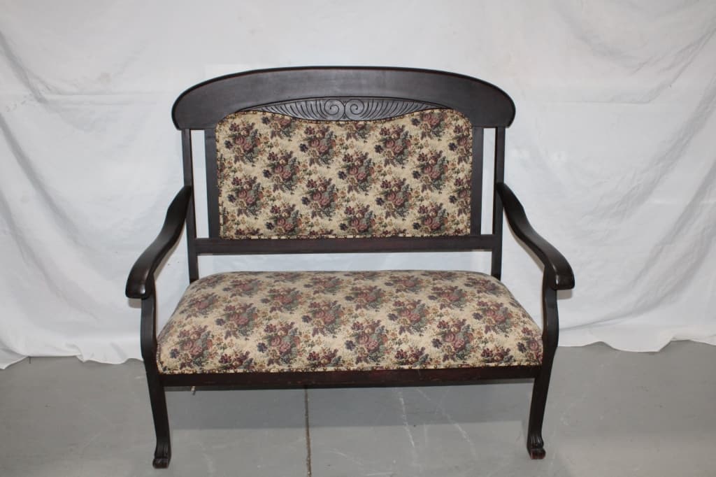 Victorian Claw Foot Love Seat w/ Floral Cushion: Good overall as pictured.