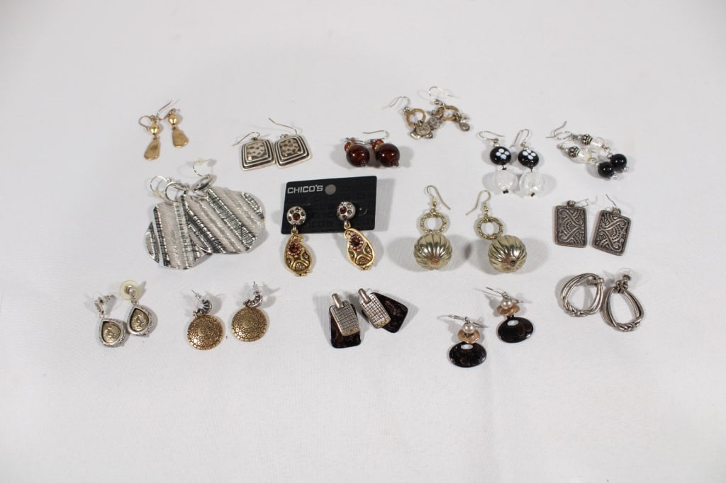 Lot of Chicos Costume Jewelry Earrings and More: Good overall as pictured.
