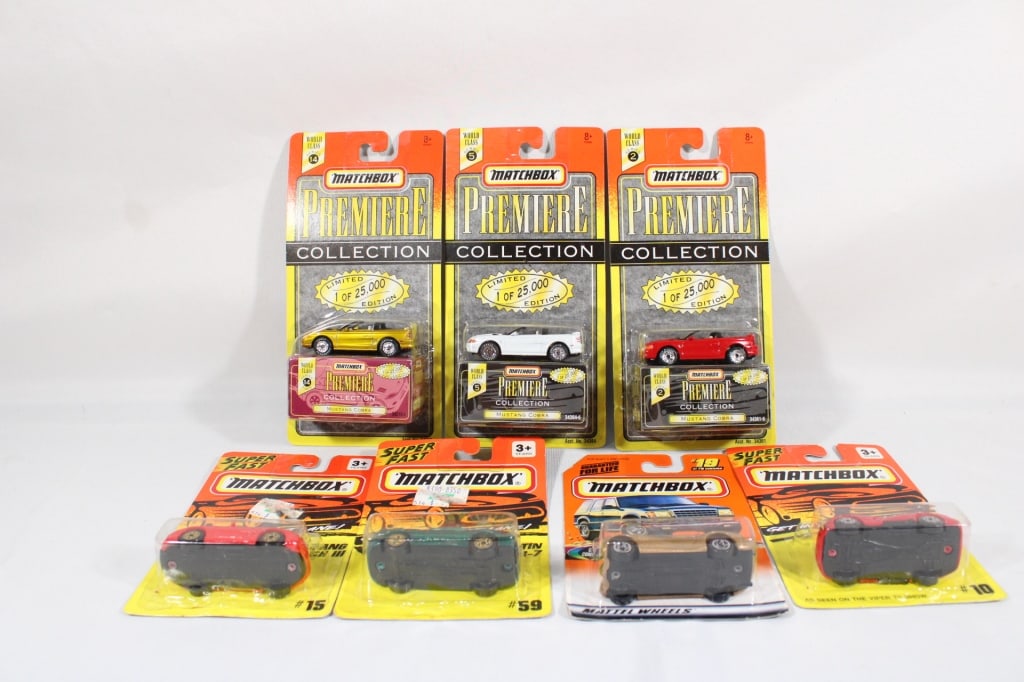 Lot of 7 Matchbox Premiere, Superfast & More: Sealed in original packaging. Good overall as pictured.