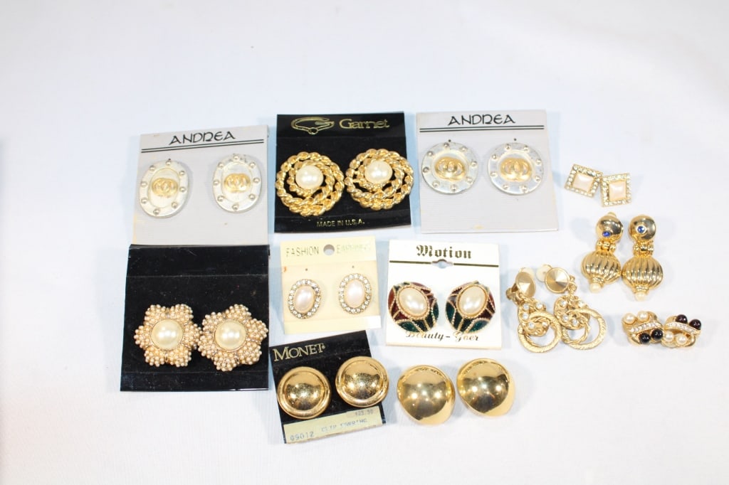 Lot of Monet Andrea & More Fashion Earrings: Good overall as pictured.
