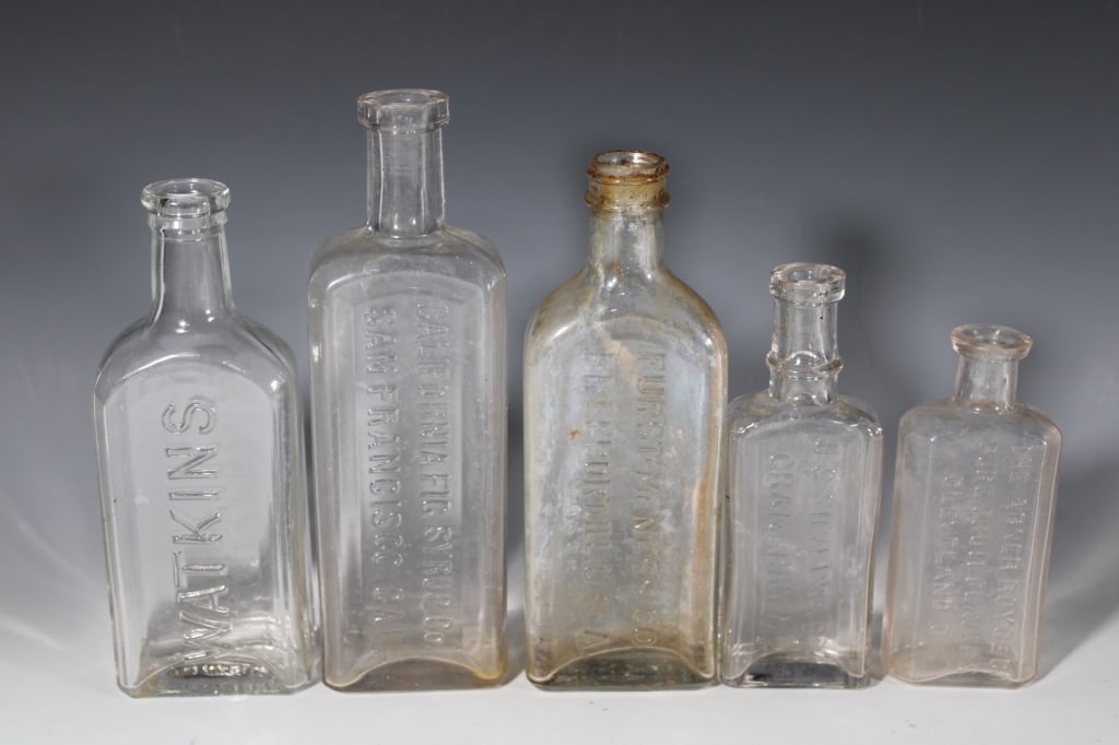 Lot of 5 Antique Bottles Watkins, Abner Royce More (1 of 4)