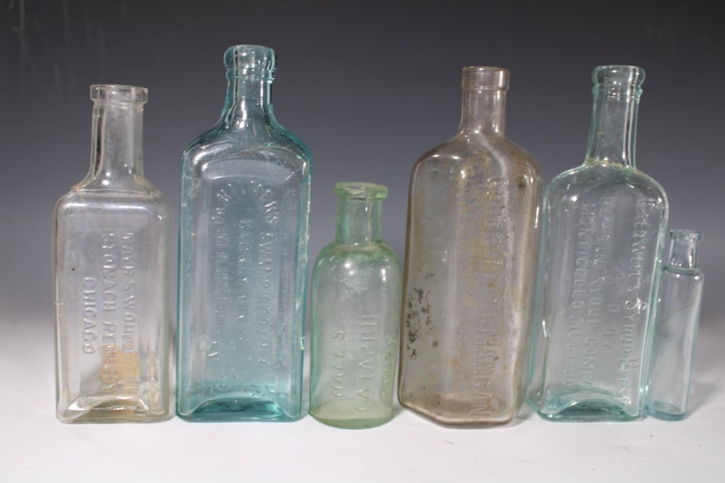 Lot of 6 Antique Bottles Caldwell's Syrup Pepsin (1 of 4)