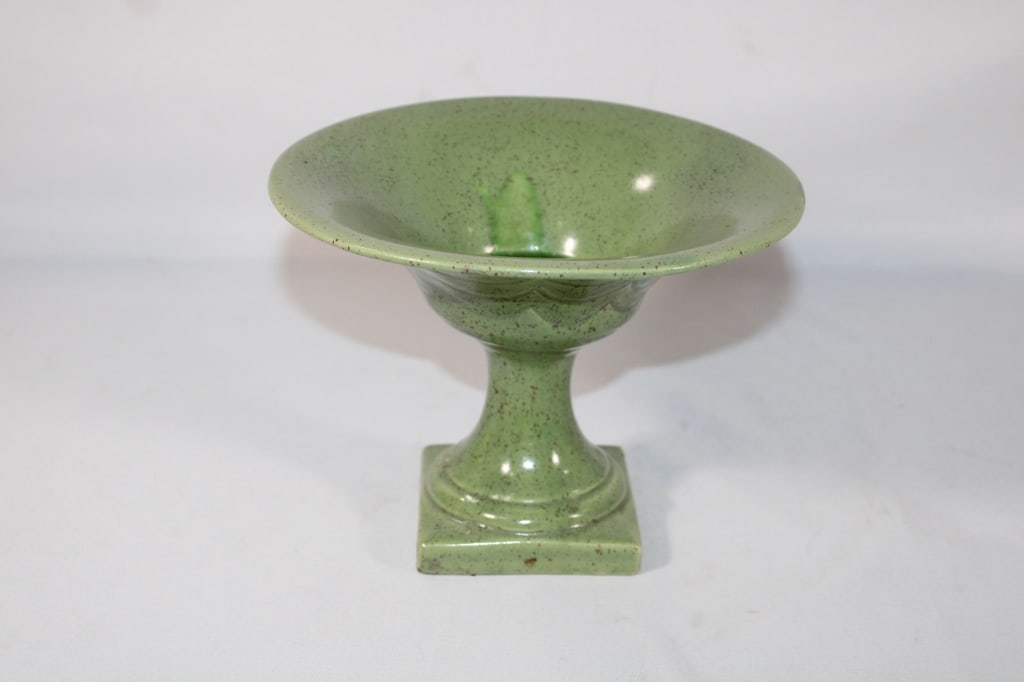 Vintage Green MCM Pedestal Bowl (1 of 3)