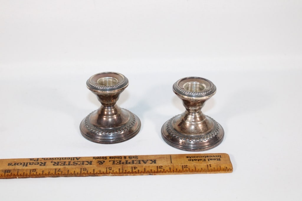 Sterling silver Weighted Candle Holders: Good overall as pictured.