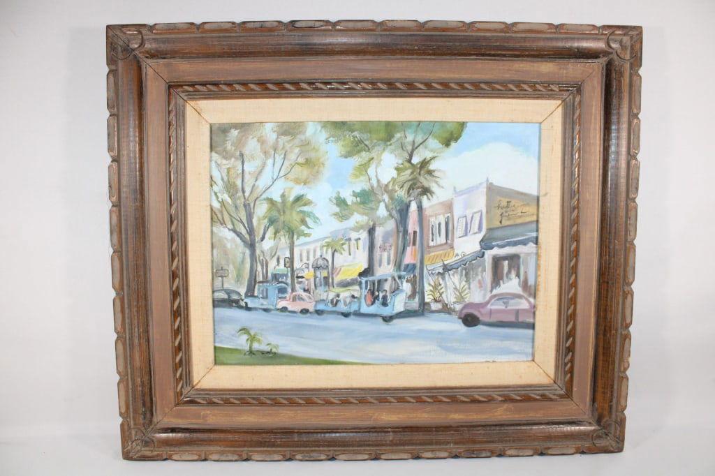 Hattie Frederick Signed OIC Street Scene (1 of 3)