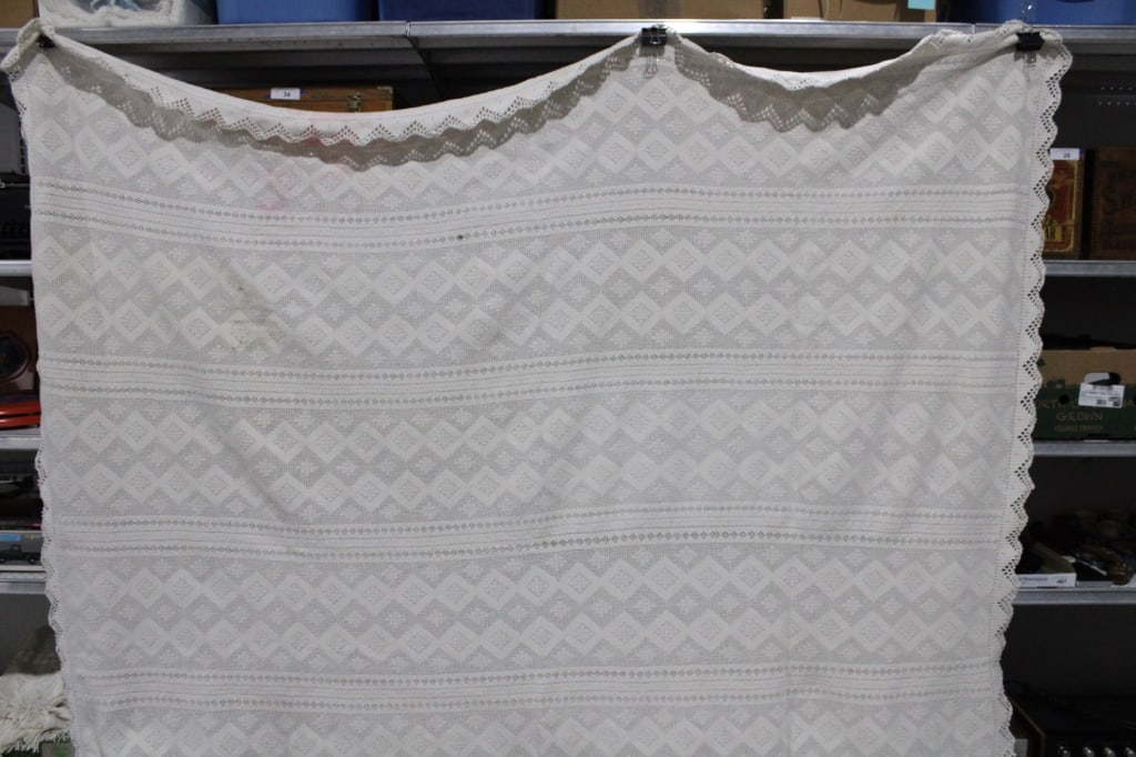 Beige Crocheted Bed Spread (1 of 3)