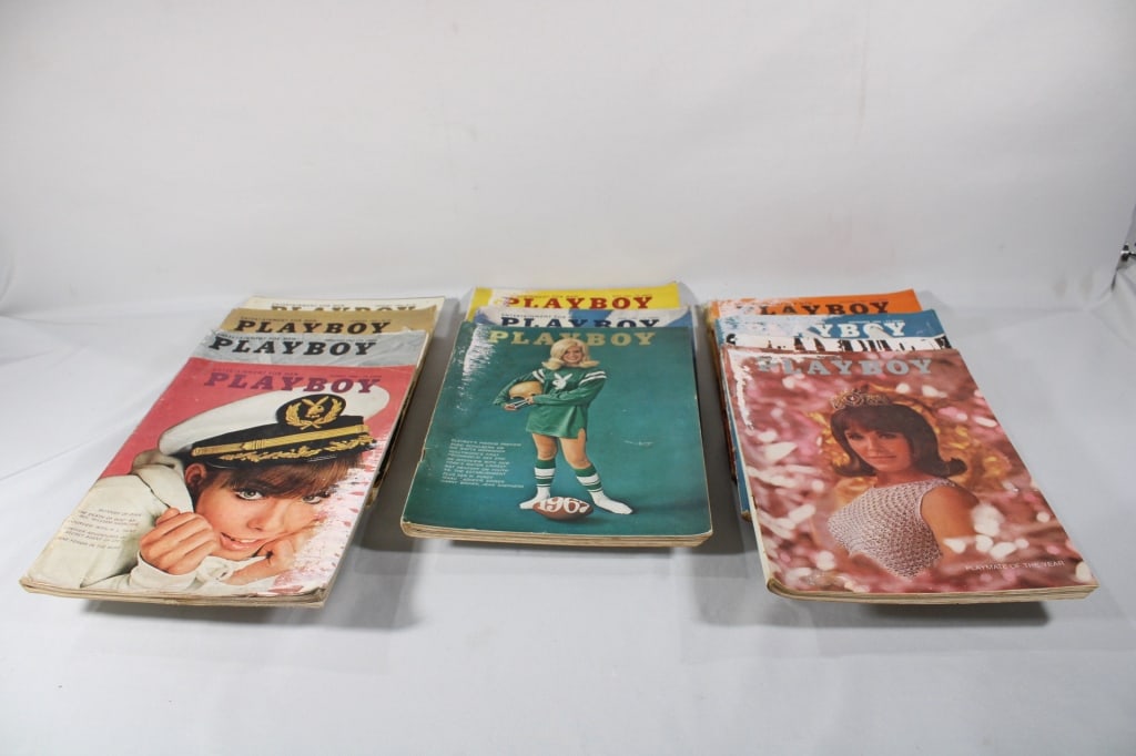 Lot of 1966 and 1967 Vintage Playboys: Good overall as pictured.