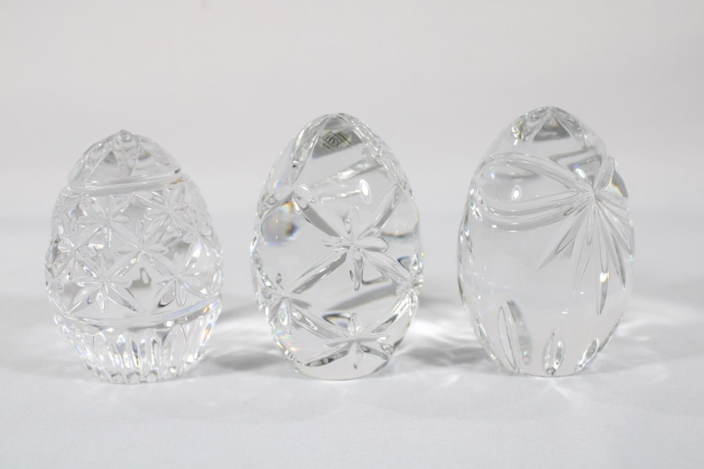 Trio of Crystal Eggs - Gorham, Ofnah etc.: Good overall as pictured.
