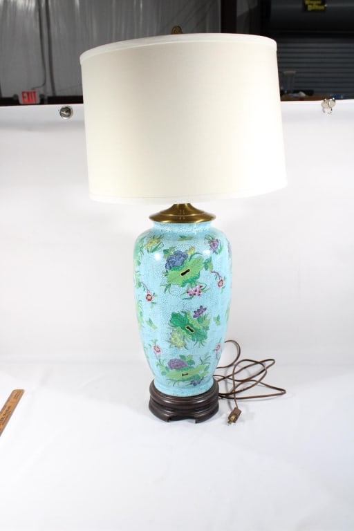 Tall Blue and Green Asian Table LAmp (1 of 3)