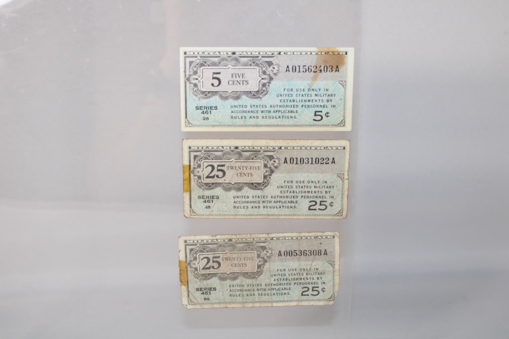 USA MIlitary Payment - 5 Cents, 25 Cents War Bills: good overall as pictured