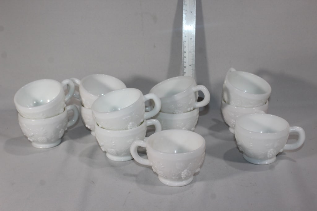 12 Westmoreland Milk Glass punch bowls: Good overall as pictured