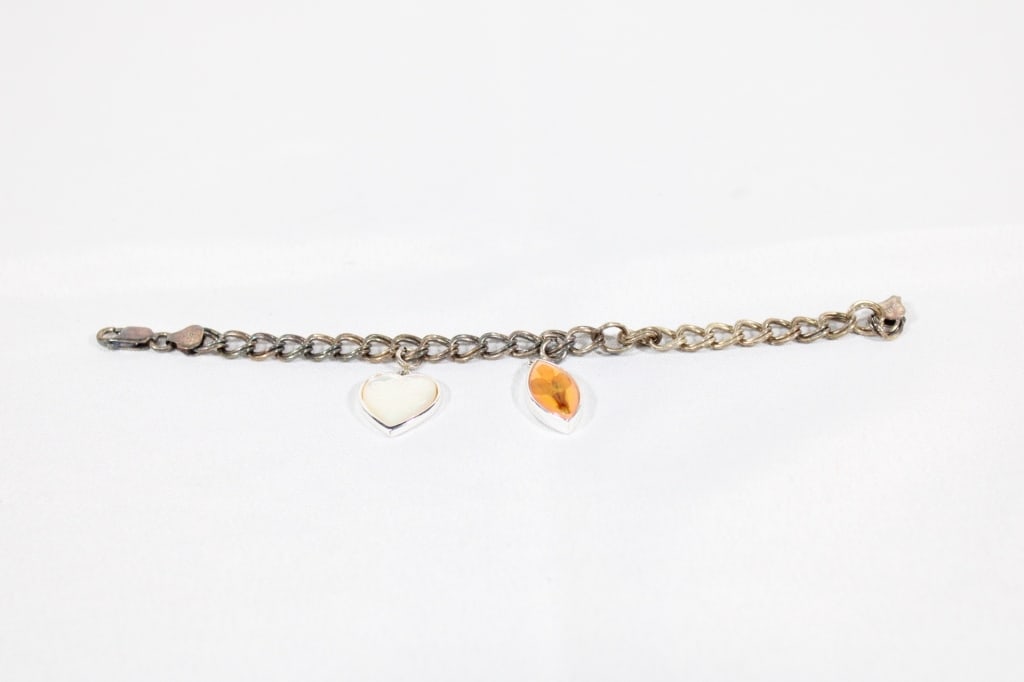 .925 Silver Charm Bracelet w/2 Charms: Good overall as pictured