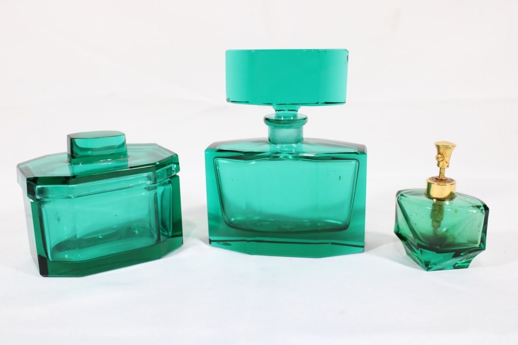 Green Vanity Set Made in Western Germany (1 of 4)