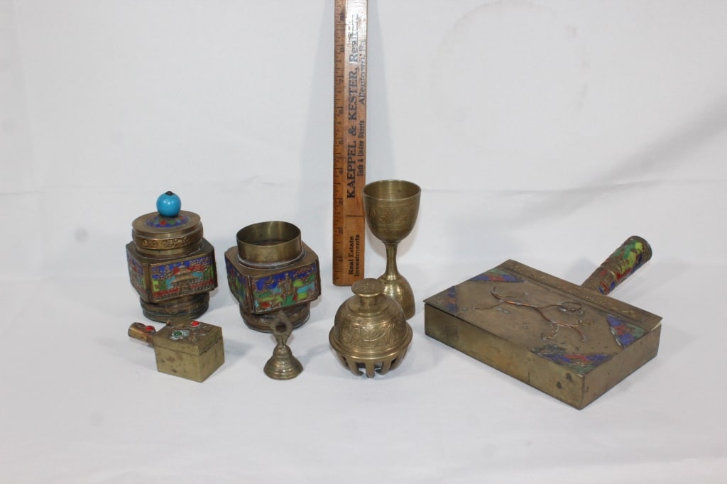 Chinese Brass items, bell, Silent butler, etc (1 of 4)
