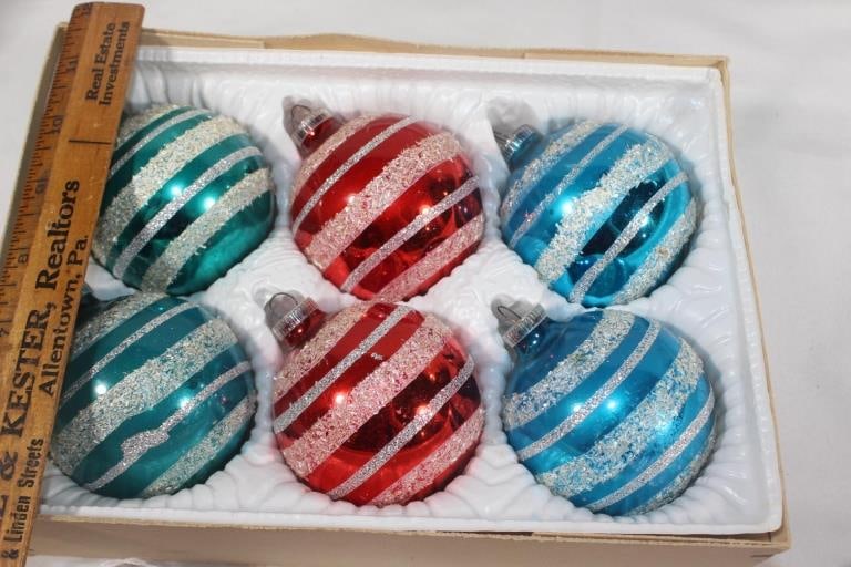 Vintage Glass Christmas Ornaments: Good overall as pictured WEST GERMANY