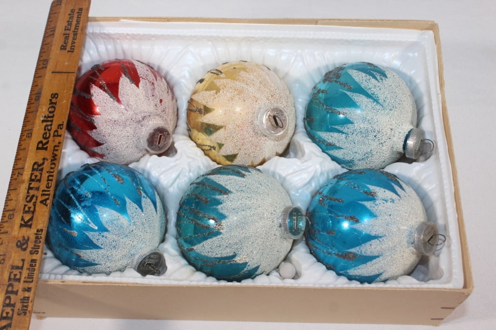 Vintage Glass Christmas ornaments: Good overall as pictured WEST GERMANY