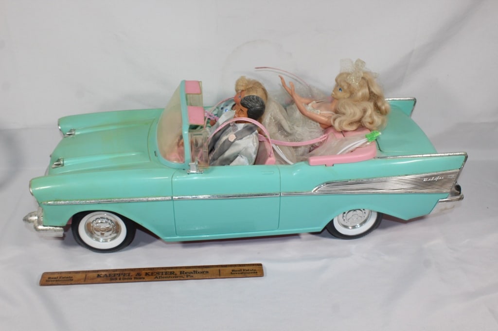 VTG Barbie bride and Groom Ken doll in Barbie Car: good overall as pictured
