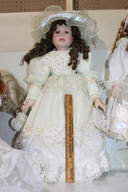 Large porcelain doll with white dress (1 of 1)