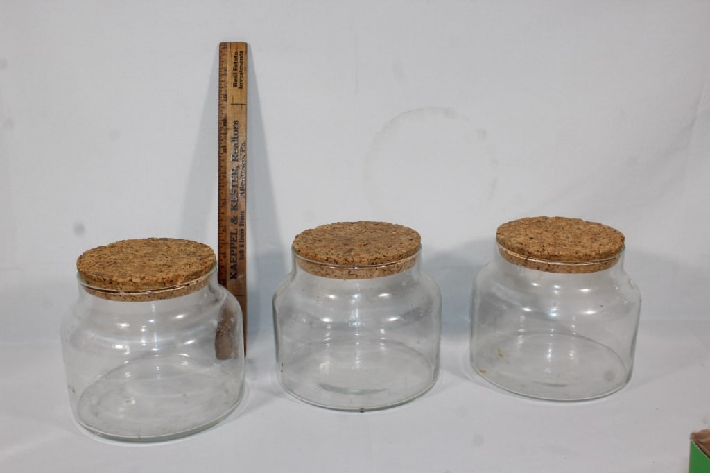 Three VTG glass containers with cork lids (1 of 1)