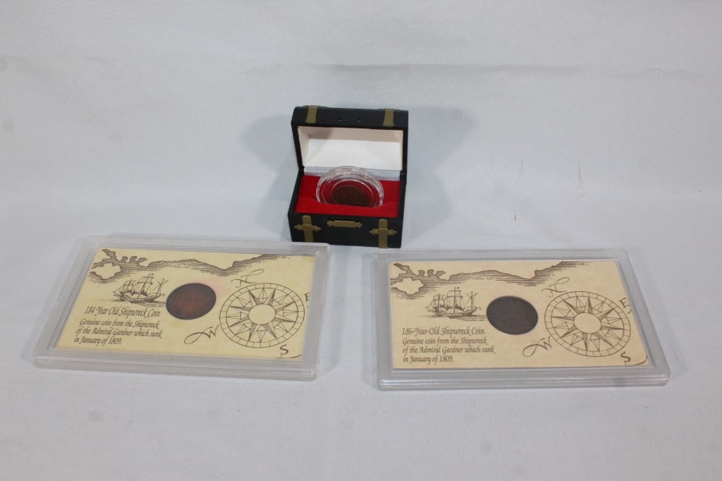 Two Coins from Admiral Gardner & a Colonial Penny (1 of 6)