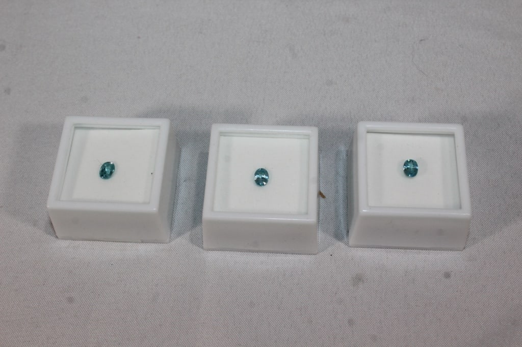 Lot of 3 1.0ct Loose Blue Zircon Stones: Good overall as pictured.
