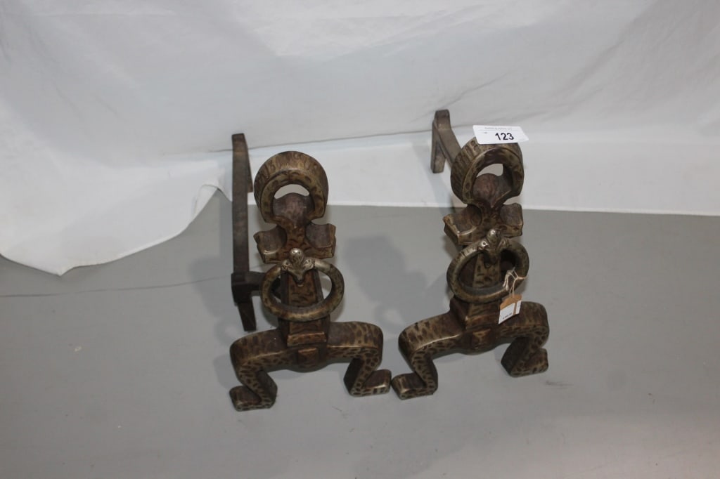 Pair of Cast Iron Andirons: good overall as pictured