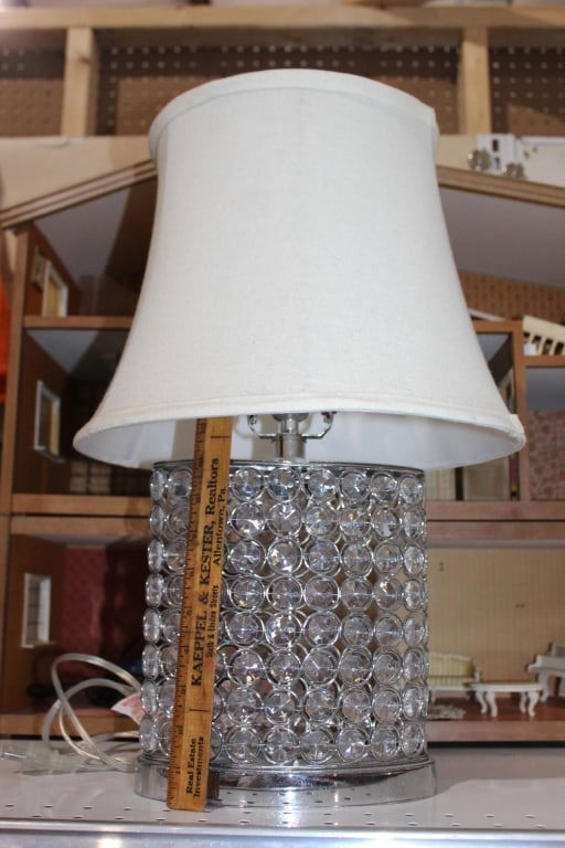 Silver Tone and crystal table lamp (1 of 2)