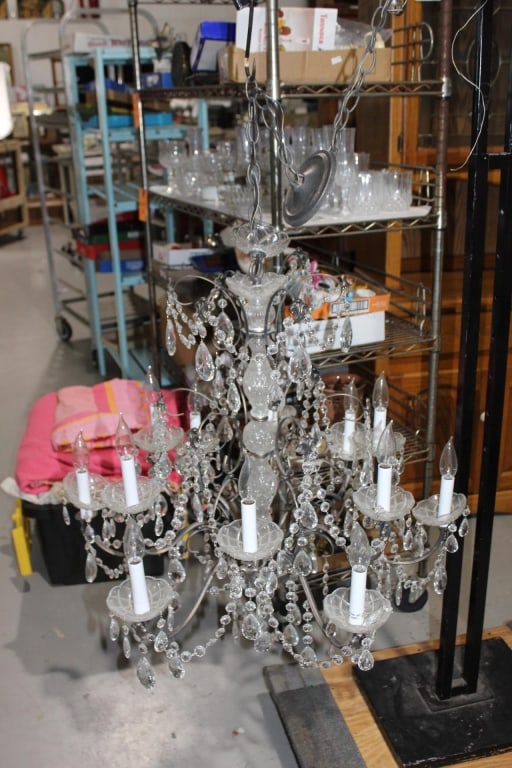 Large metal chandelier with crystals: Good overall as pictured