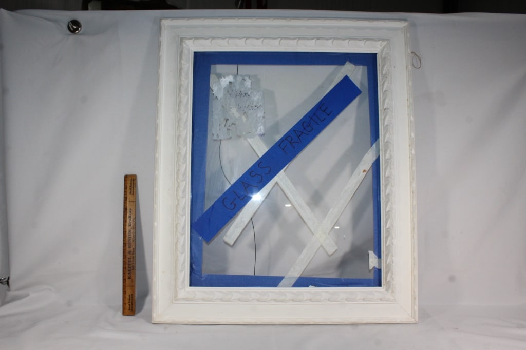 Large wooden frame with glass: Good overall as pictured