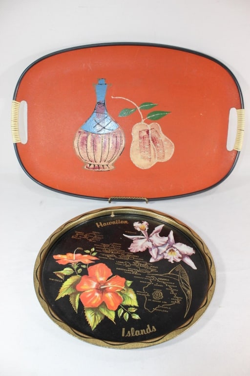 Pair MCM Orange Tray & Hawaiin Metal Plate: Good overall as pictured